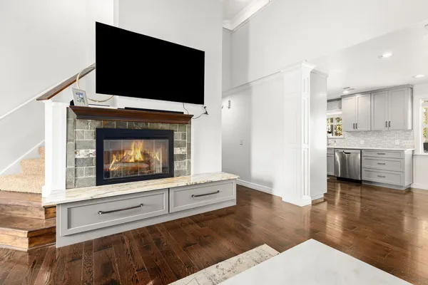 a living room with furniture