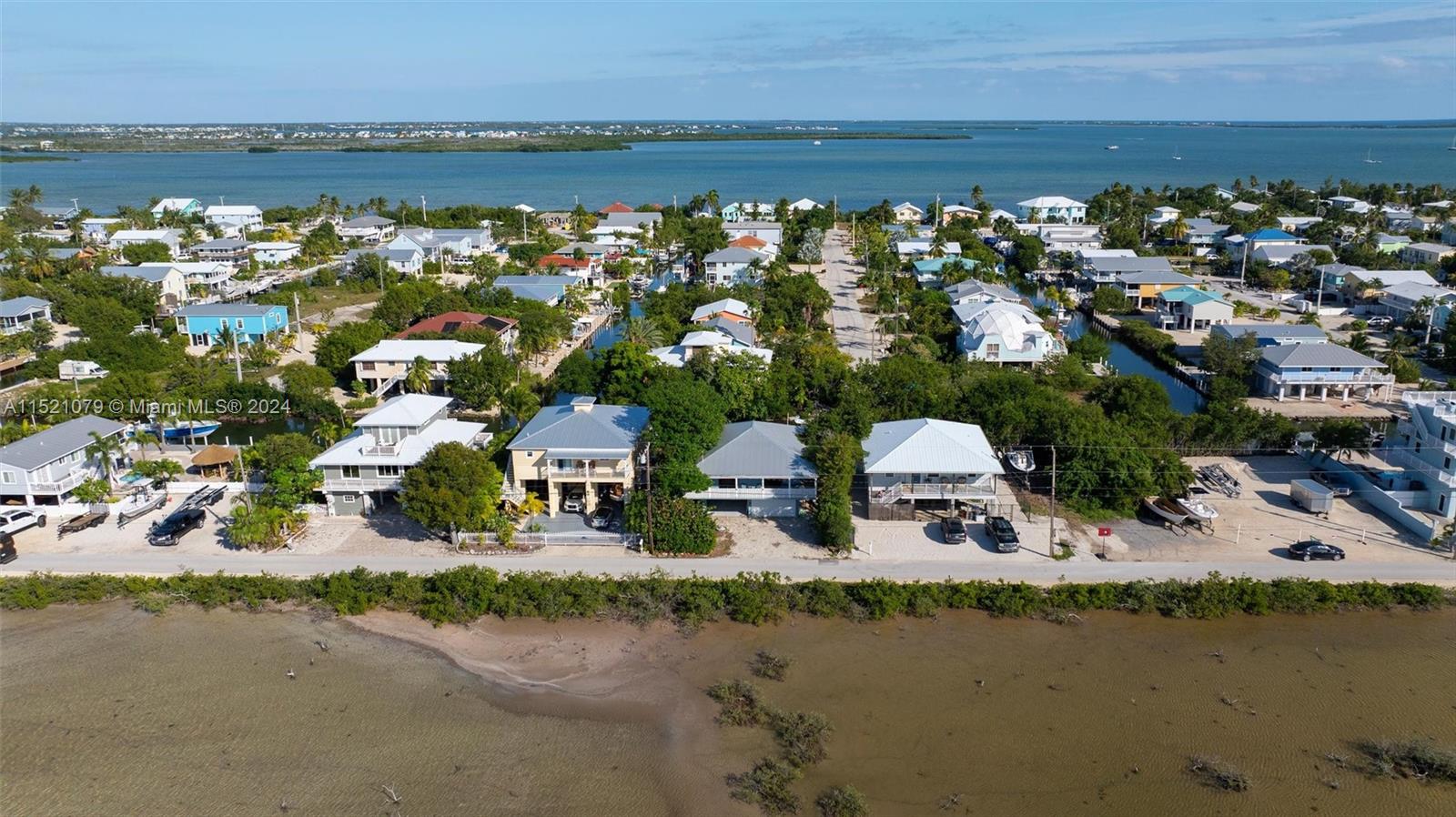 an aerial view of lake residential houses with outdoor space and ocean view