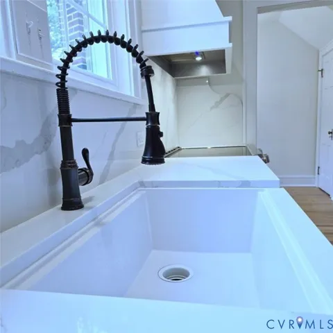 a bathroom with a bathtub