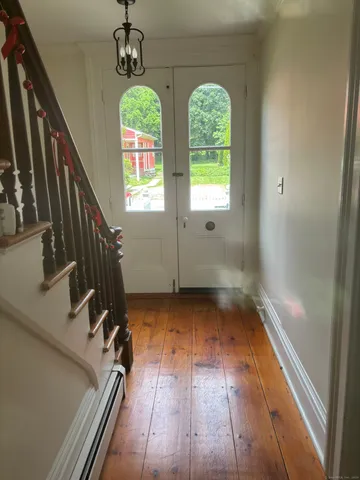 a view of a balcony with a window