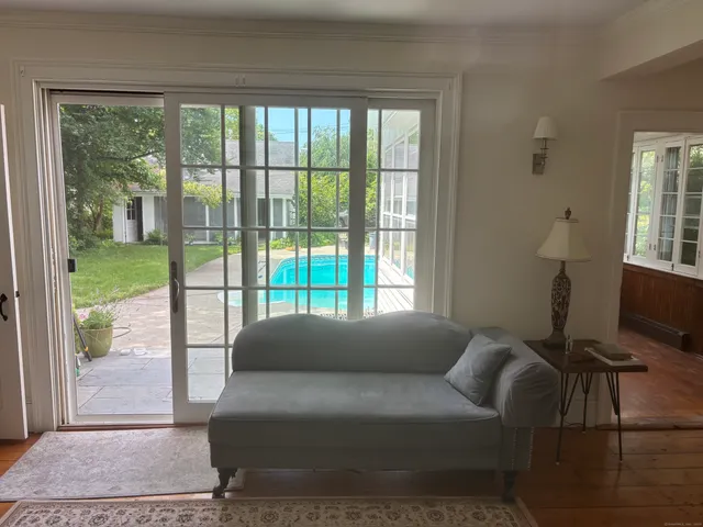 a view of a lake from a yard