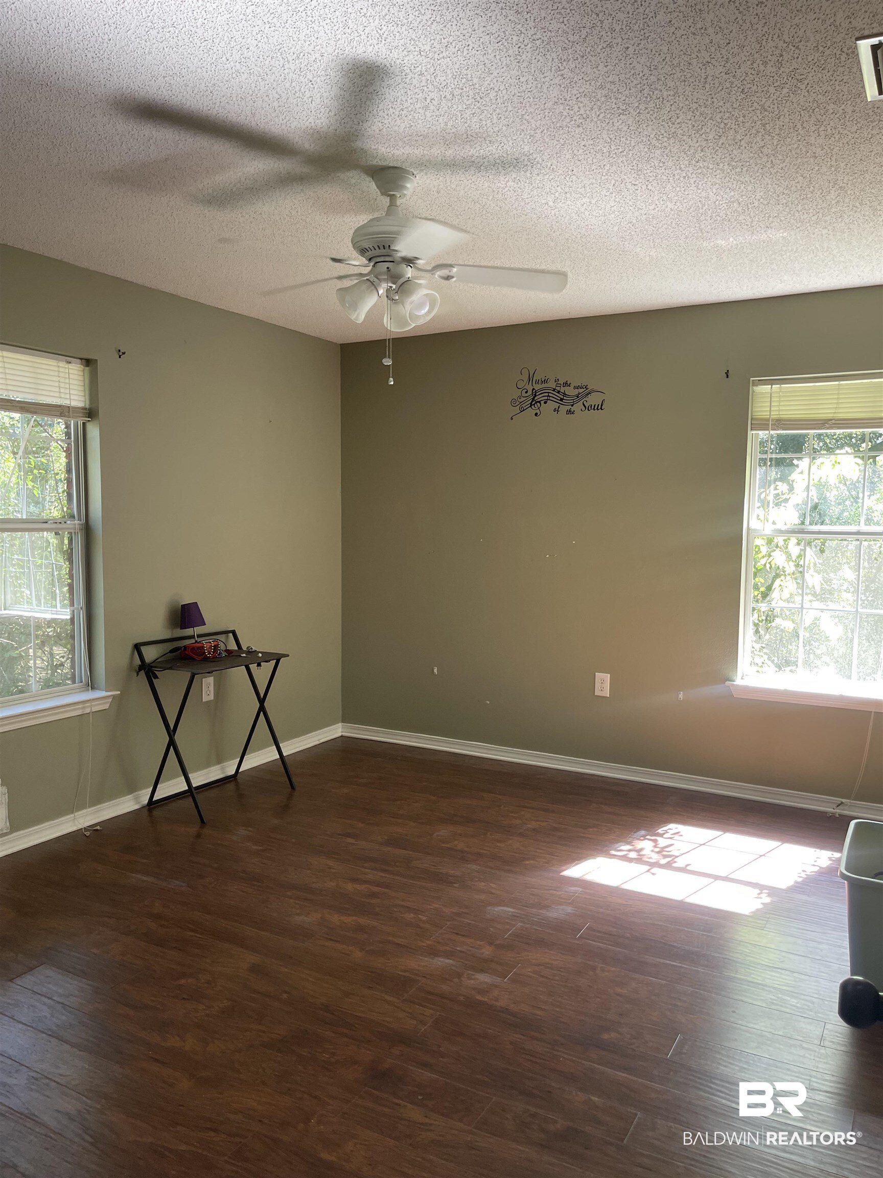 24590 Powell Road Loxley, AL 36551 - Photo 24 of 27 bedroom featuring healthy amount of natural light, dark wood finished floors and a ceiling fan
