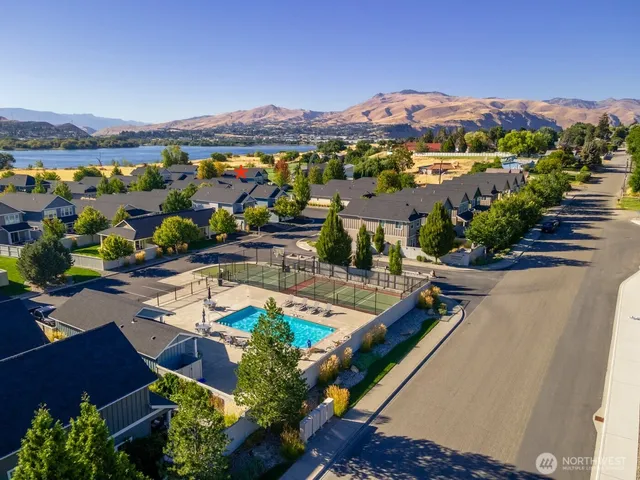 a view of a lake with a mountain
