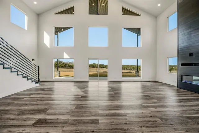 a view of an ocean & kitchen