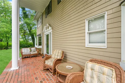 a view of a patio on the deck