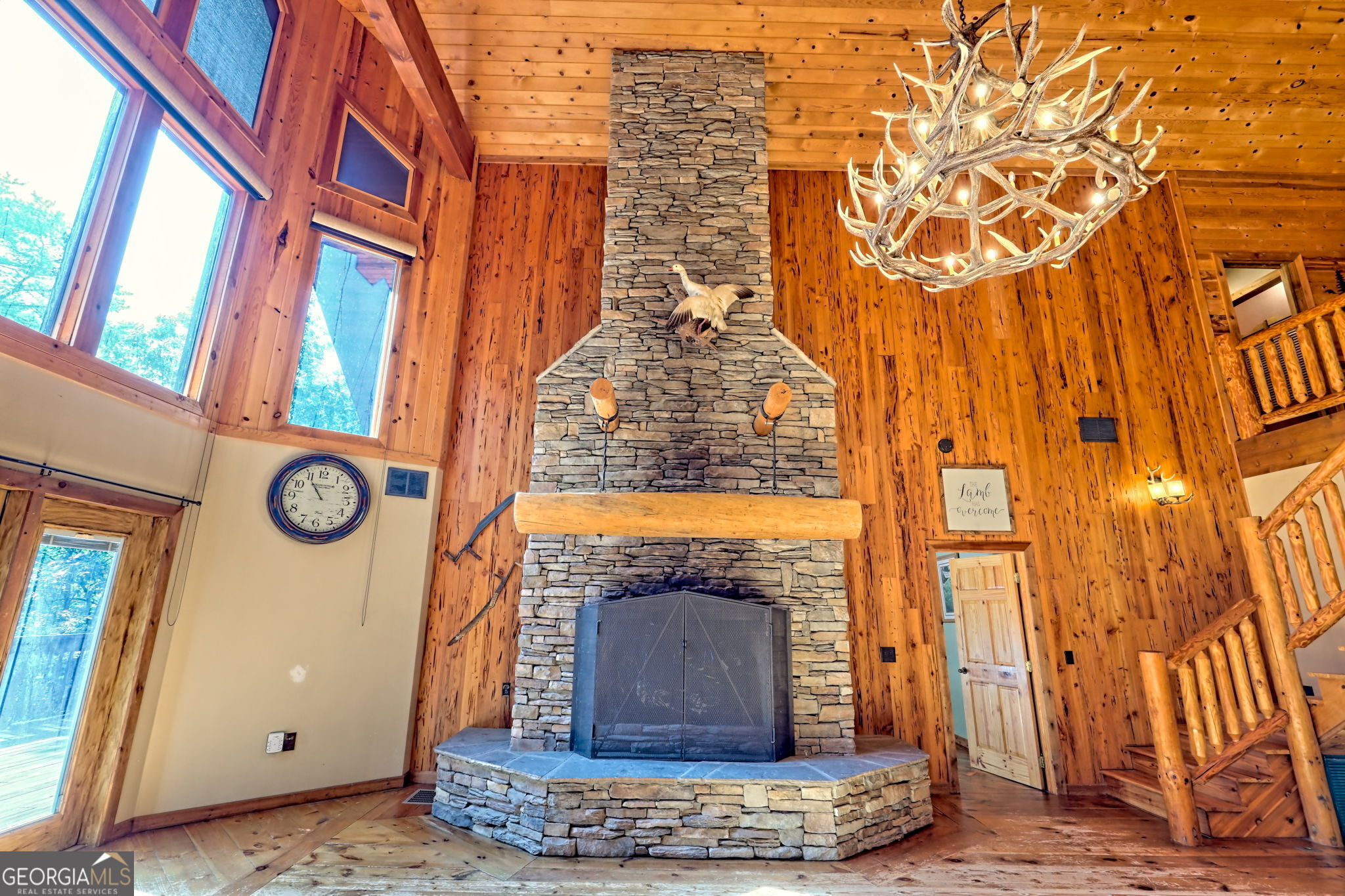 199 Camelia Lane Tiger, GA 30576 - Photo 17 of 100 Rare Pecky Cypress wall + stacked stone fireplace!