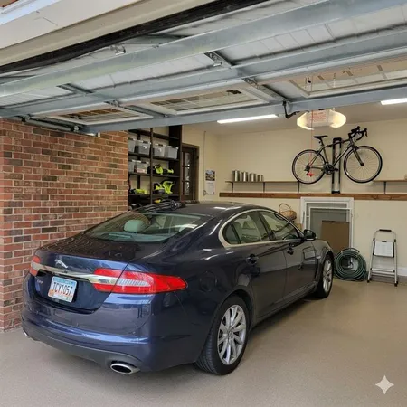 a car parked in a garage