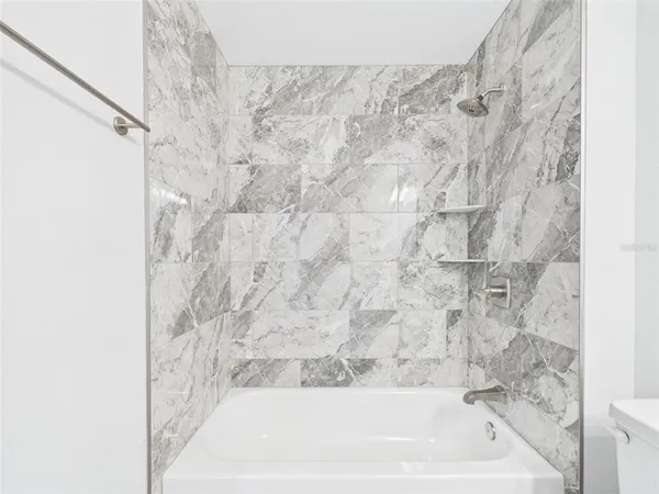 a bathroom with a bathtub