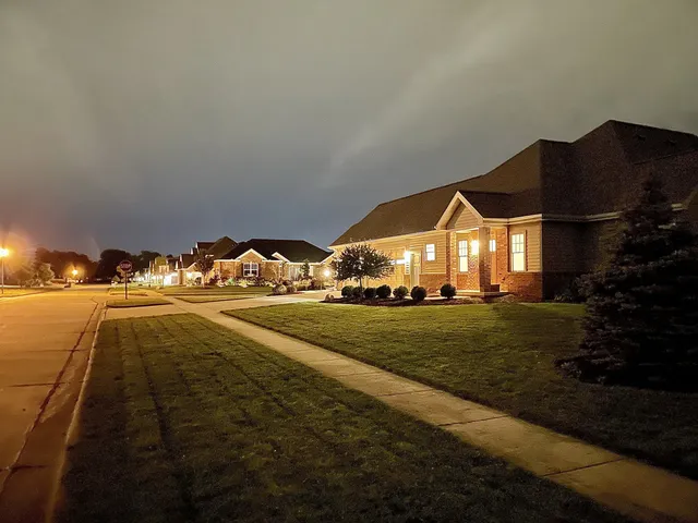 a view of an outdoor space and swimming pool