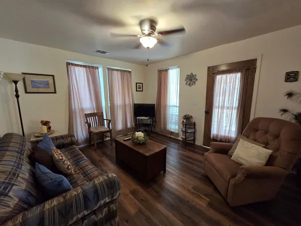 a living room with furniture