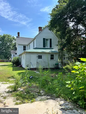 a view of a yard with plants and trees