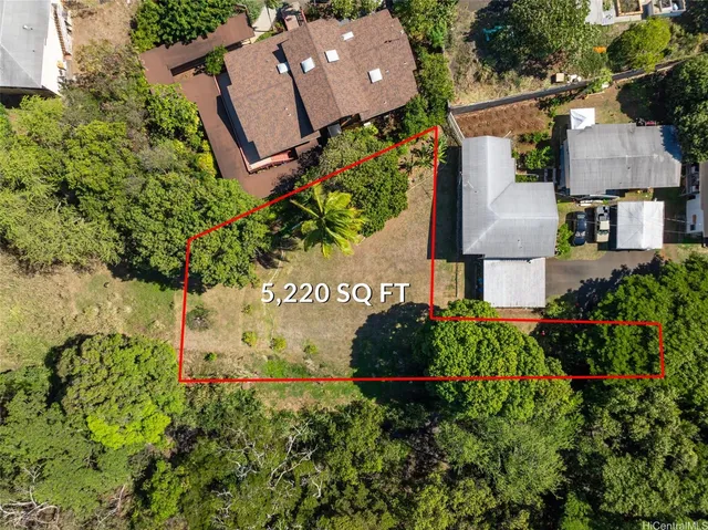 an aerial view of a house