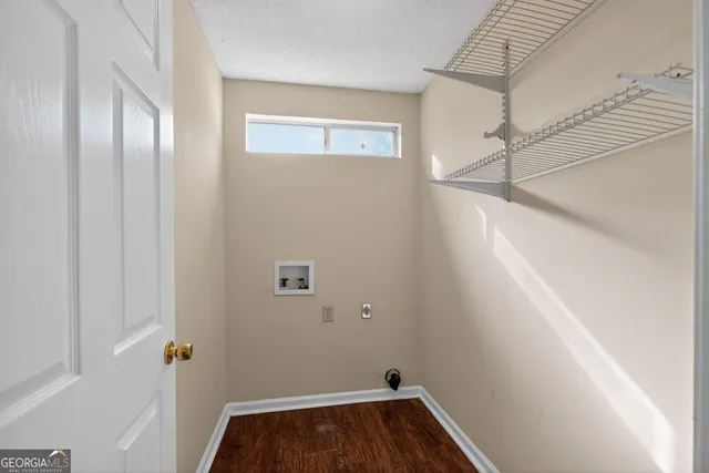 a view of small space with racks on the wall