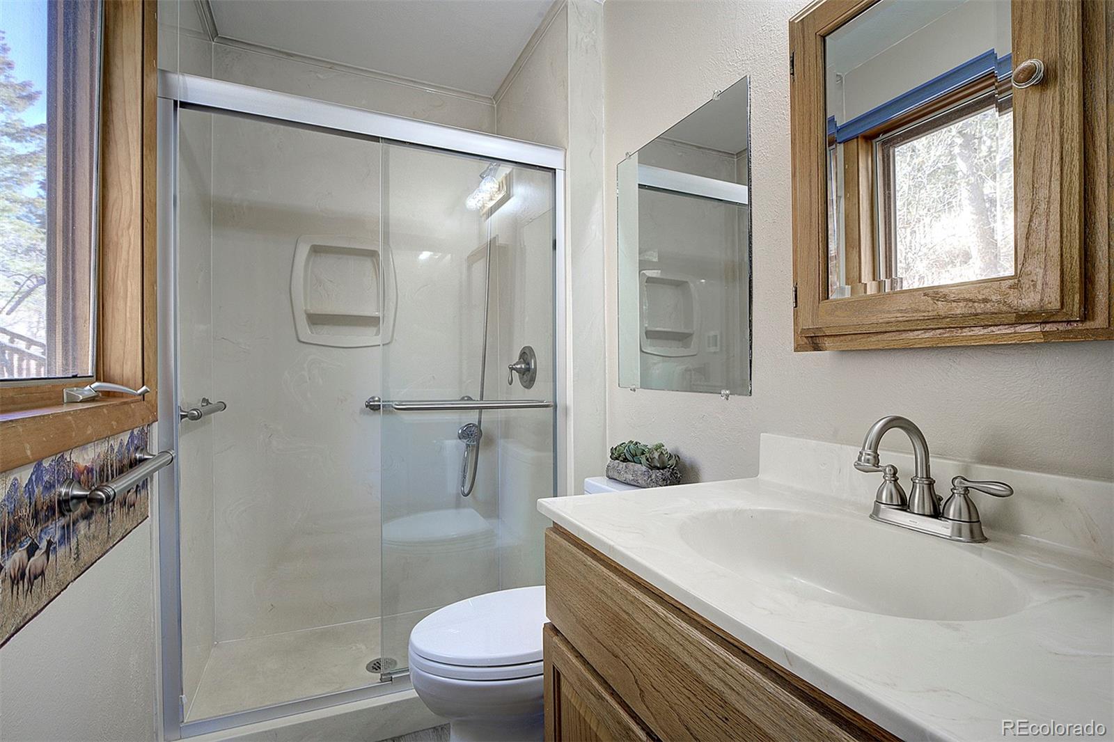 6561 Ridgeview Drive Morrison, CO 80465 - Photo 21 of 36 a bathroom with a sink a toilet and shower