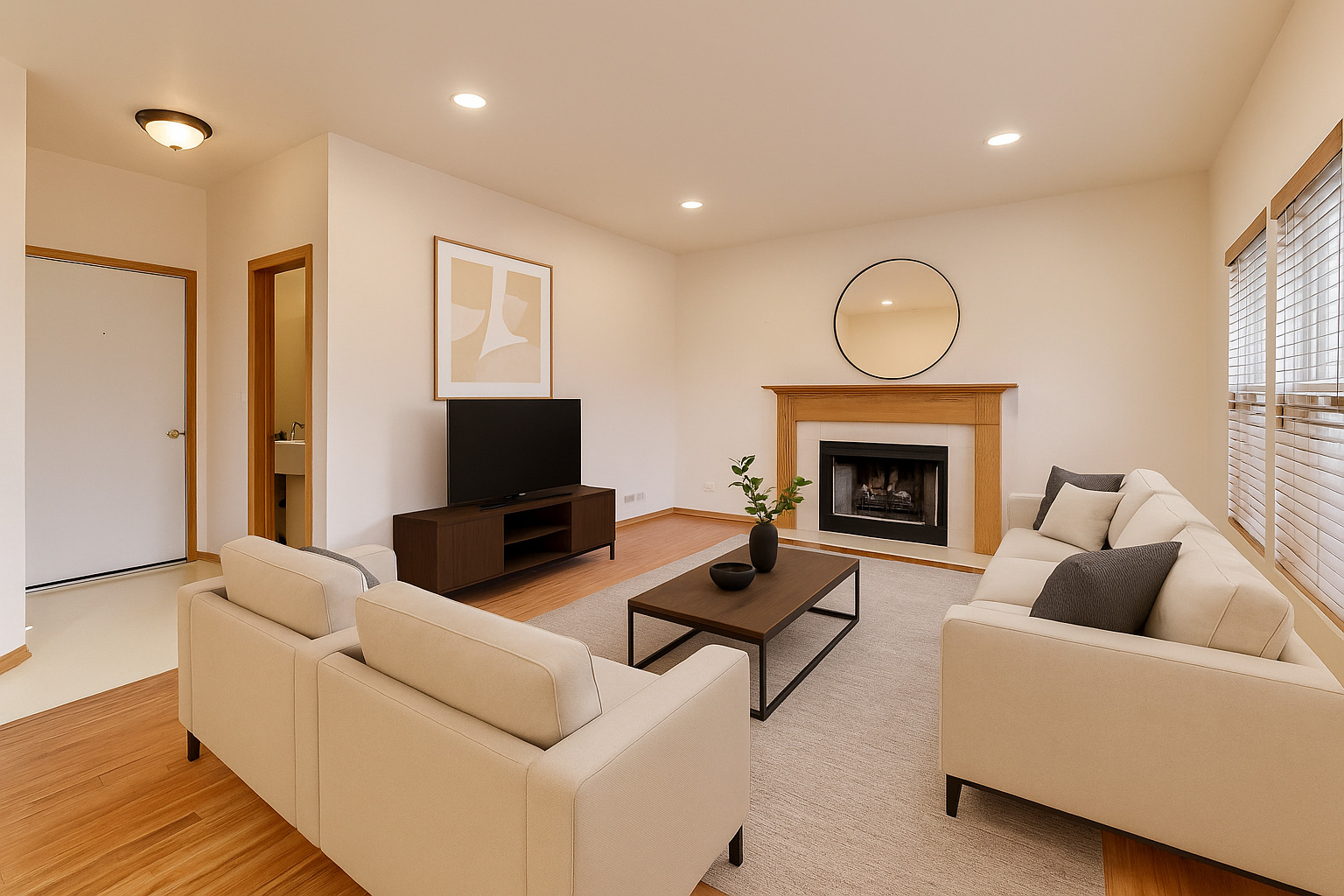 719 Sun Lake Road Lake Villa, IL 60046 - Photo 15 of 46 a living room with furniture a fireplace and a flat screen tv
