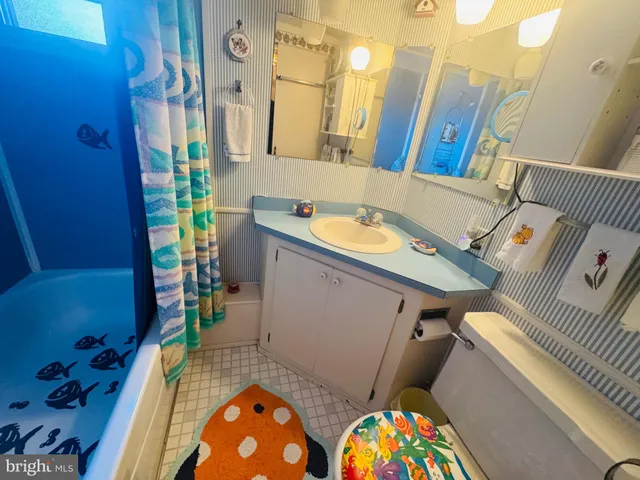 a bathroom with a sink mirror vanity and toilet