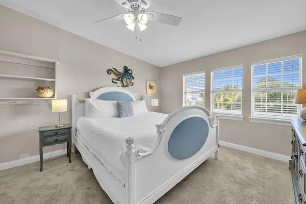 an aerial view of residential building and ocean