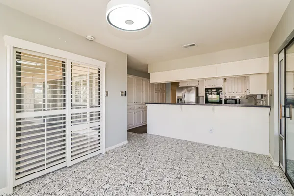a view of kitchen and window