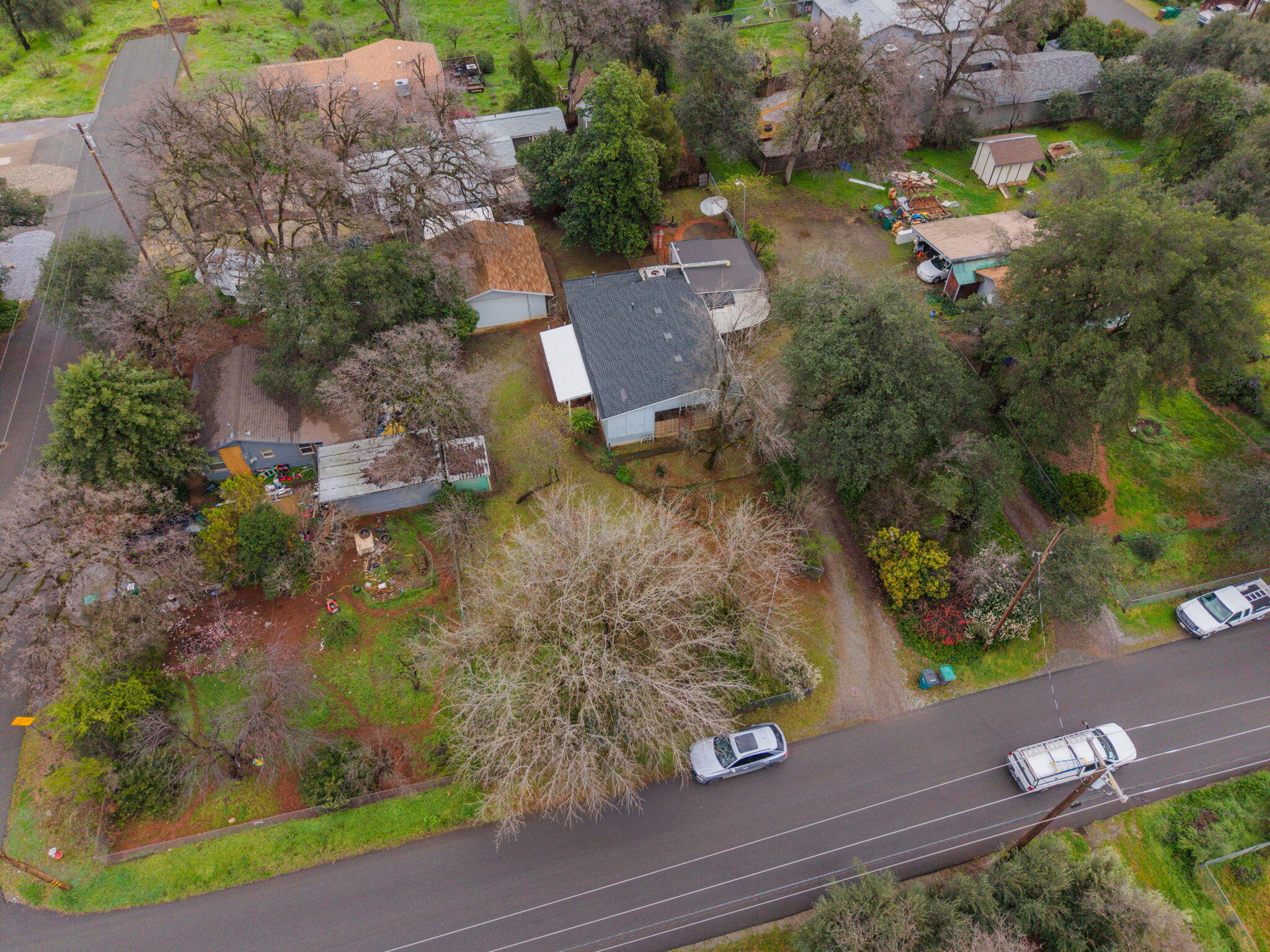 1717 Deer Creek Road Shasta Lake, CA 96019 - Photo 33 of 54 an aerial view of a house with garden space and street view