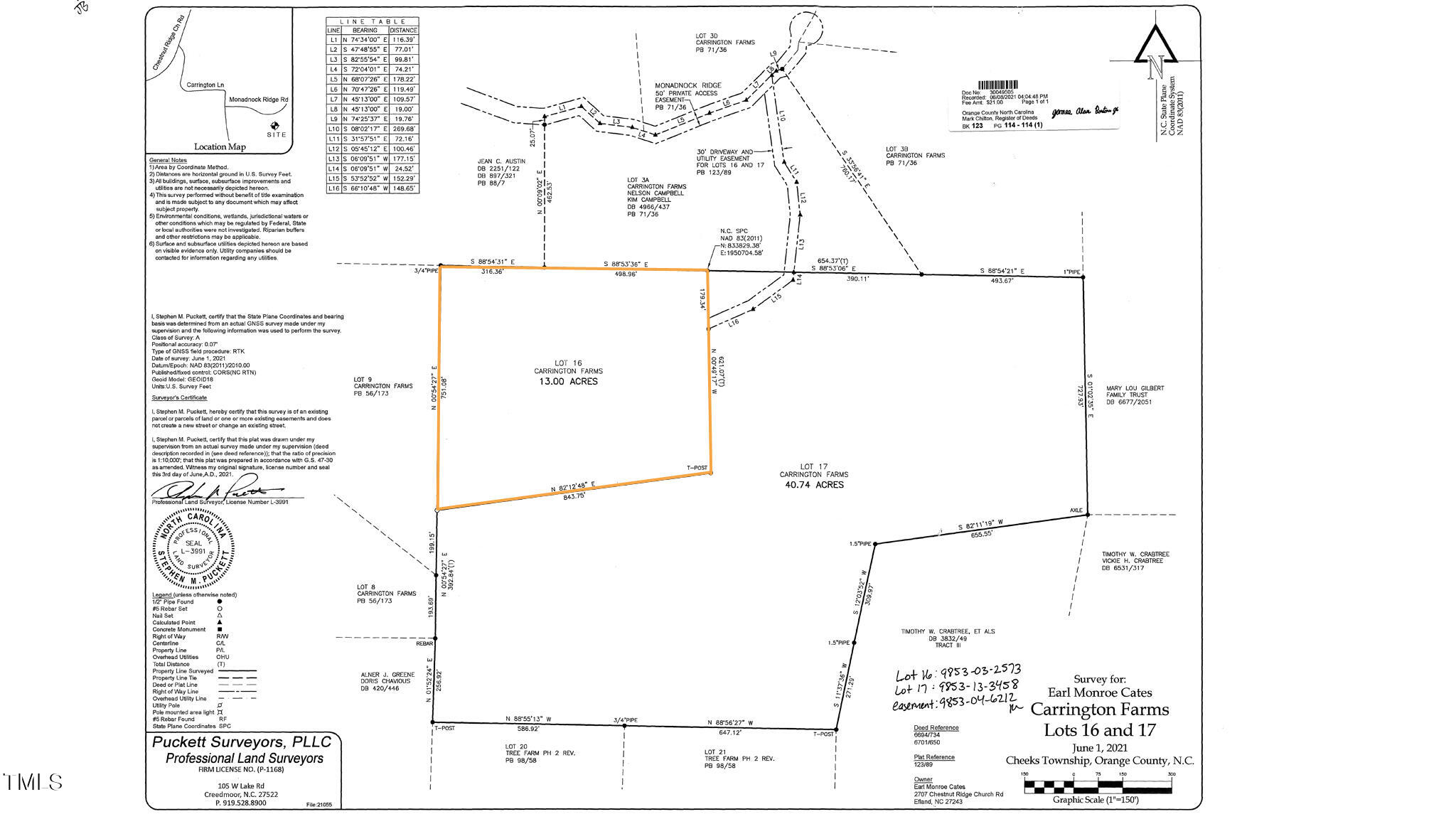 Tbd Monadnock Ridge Road Hillsborough, NC 27278 - Photo 8 of 8 13 acres in Efland plat