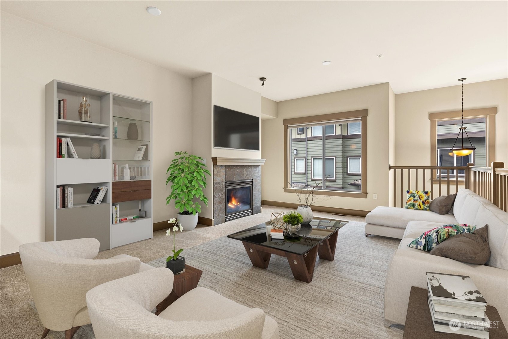 2115 201st Place Southeast, Unit I4 Bothell, WA 98012 - Photo 8 of 24 a living room with furniture a flat screen tv and a large window