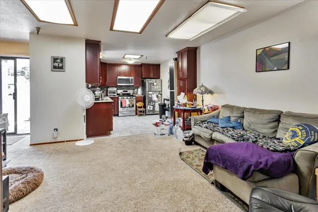 a living room with furniture