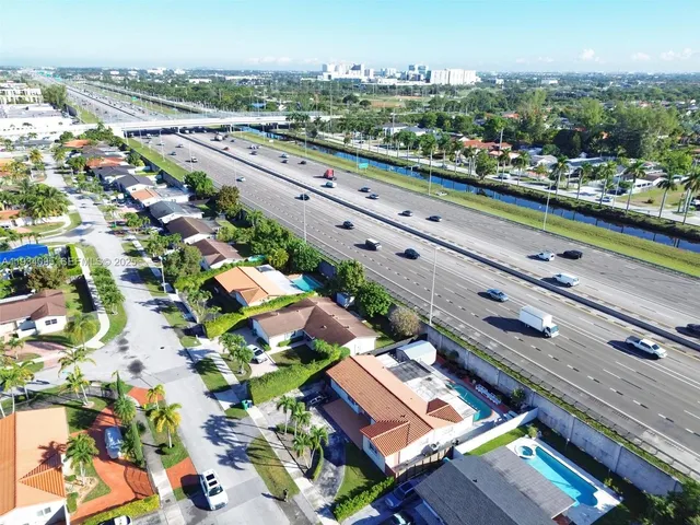 an aerial view of a city