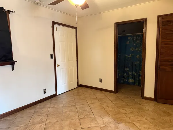 an empty room with closet