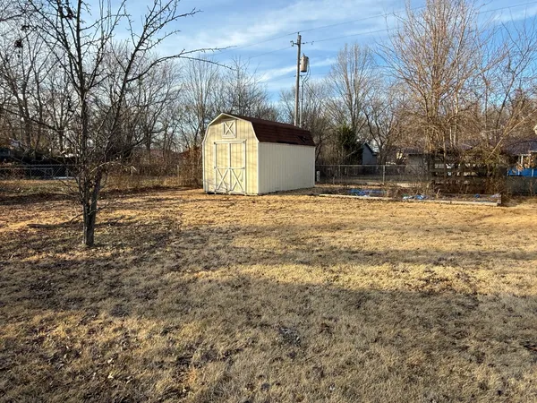 a view of a yard with a tree