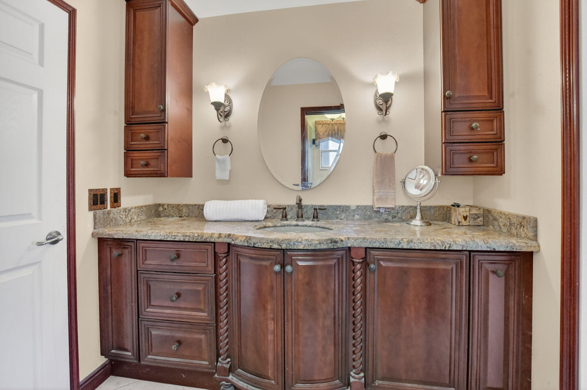 23153 Southwest 60th Way Boca Raton, FL 33428 - Photo 30 of 57 a bathroom with a granite countertop sink and a mirror