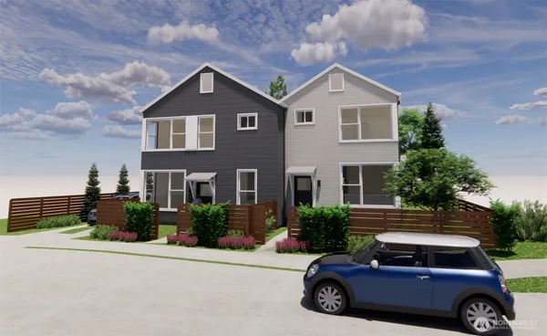 a car parked in front of a house