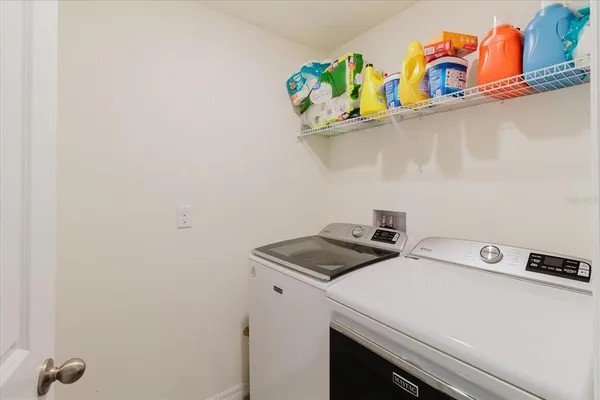 an aerial view of a swimming pool