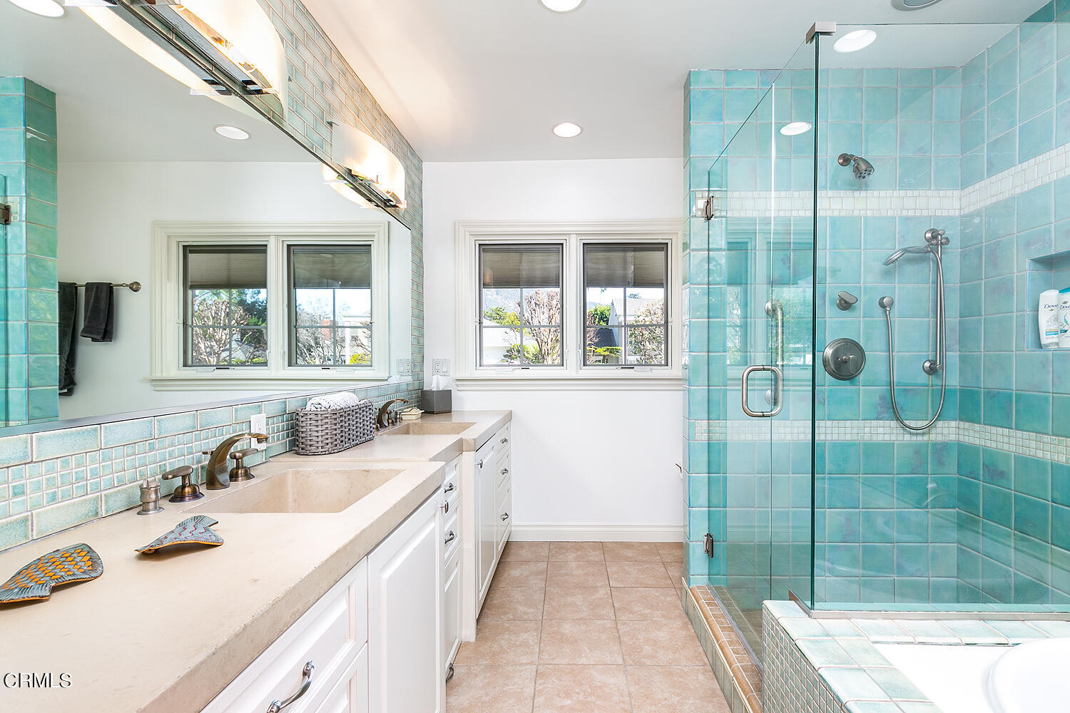 1563 Meadowbrook Road Altadena, CA 91001 - Photo 26 of 38 a bathroom with a double vanity sink mirror and shower