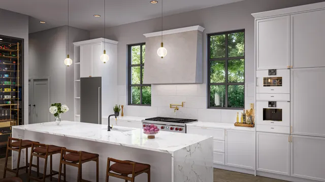 a kitchen with a sink cabinets and wooden floor