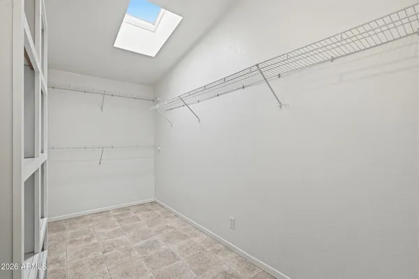 a view of a room with racks on the wall