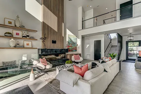 a living room with furniture