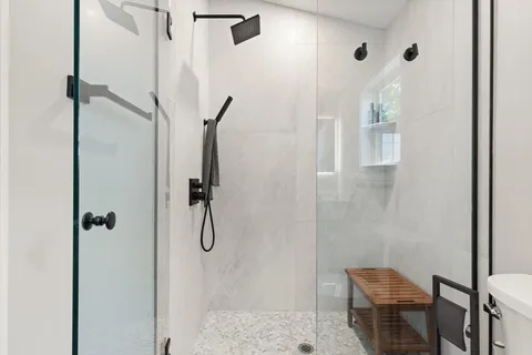 a bathroom with a shower