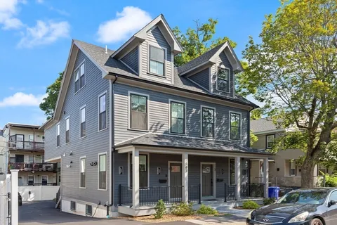 a view of a building with a large windows