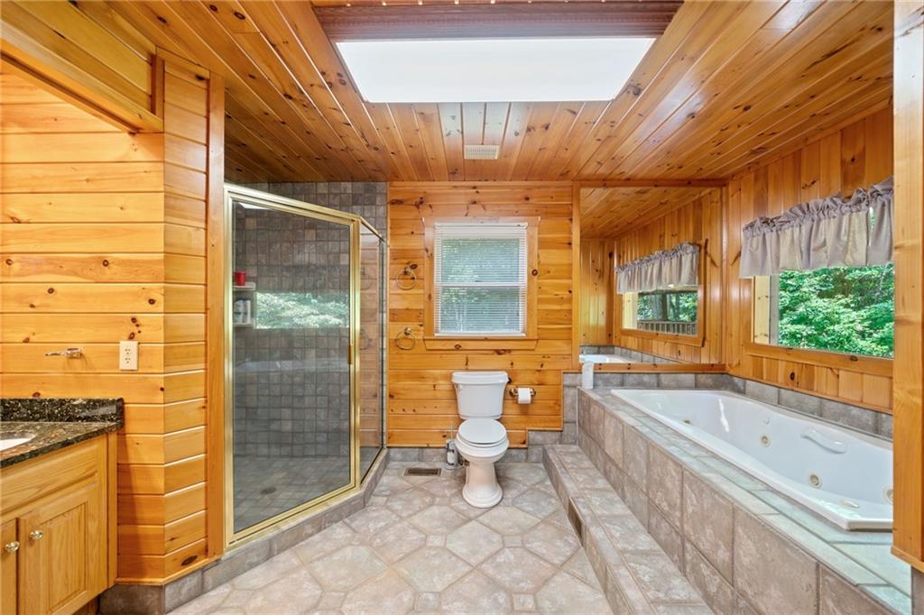 5 Tally Mountain Road North Jasper, GA 30143 - Photo 31 of 58 a bathroom with a sink a toilet a mirror and bathtub