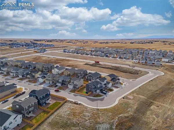 an aerial view of a house