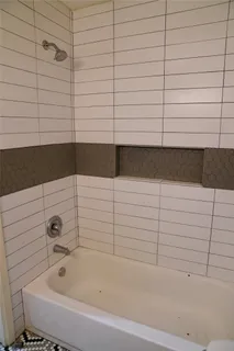 a bathroom with a bathtub