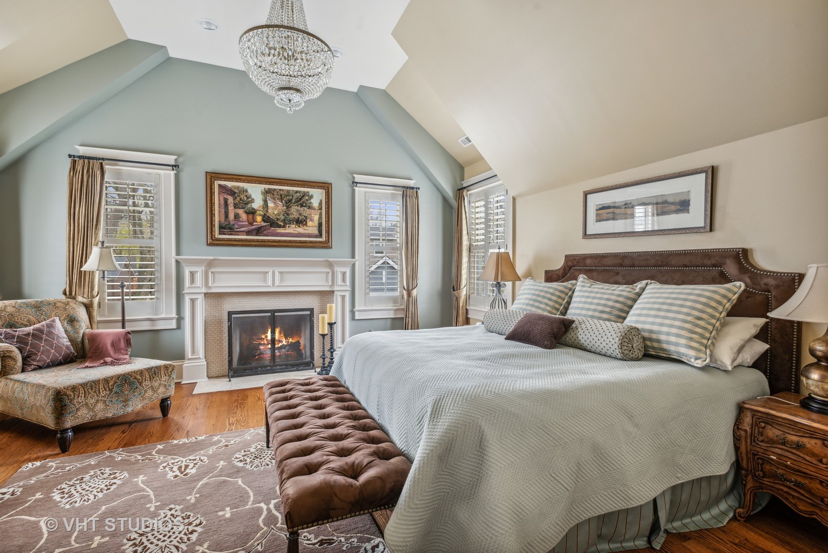 Undisclosed Address Glen Ellyn, IL 60137 - Photo 30 of 55 a bedroom with furniture and a fireplace