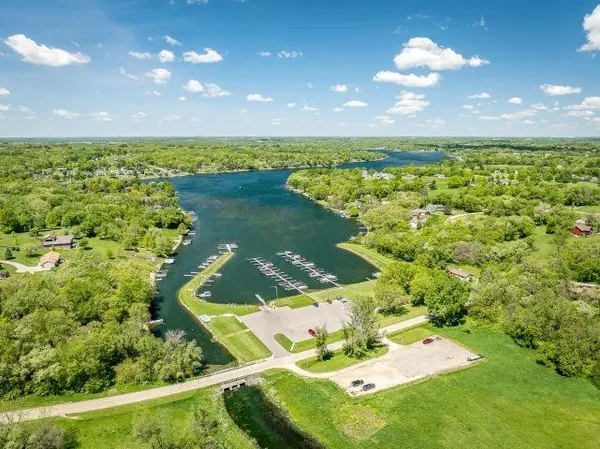 a view of a lake from a yard