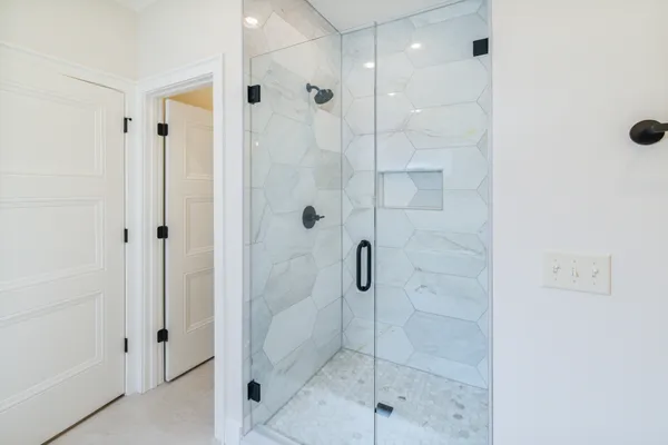 an empty room with an entryway