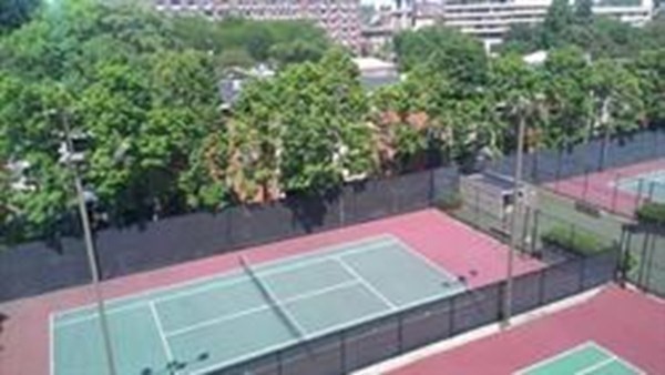 99 Pond Avenue, Unit 509 Brookline, MA 02445 - Photo 4 of 19 a view of a tennis ground with large trees