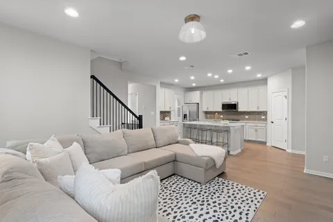 a living room with furniture