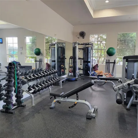 a view of a room with gym equipment
