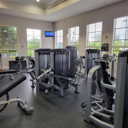 a view of a room with gym equipment