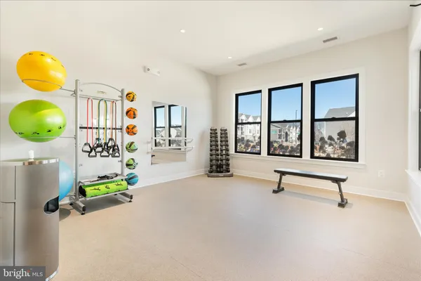 a front view of a building with street view