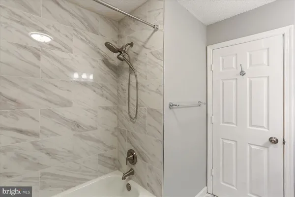 a bathroom with a bathtub